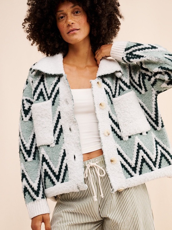 Anthropologie Jackets & Blazers - Daily Practice by Anthropologie Zig-Zag Sherpa Jacket Small